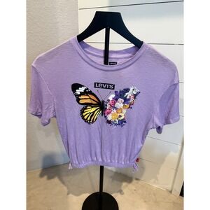 Levi's Women's Purple Short Sleeve Top with Butterfly‎ Size Small